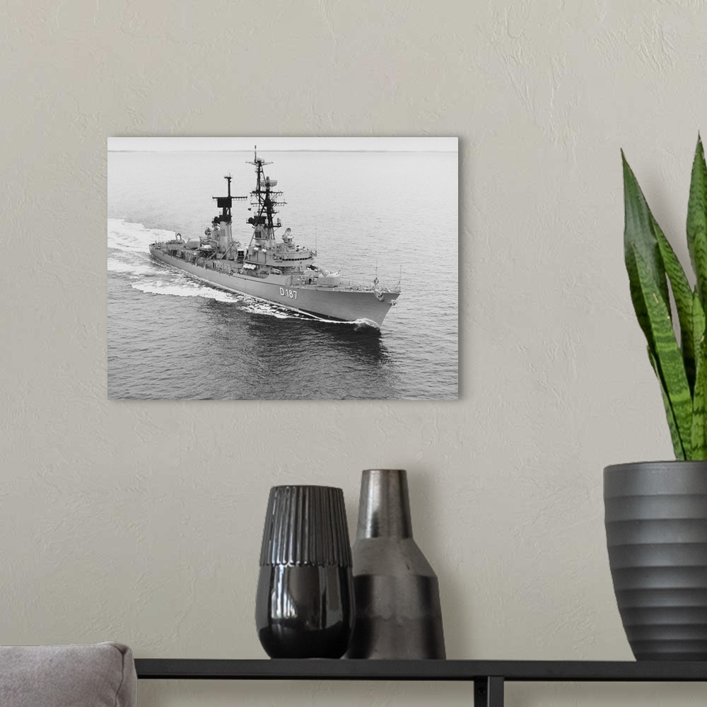 A modern room featuring March 31, 1970 - The West German Navy guided missile destroyer Rommel (D187), underway off Bath, ...