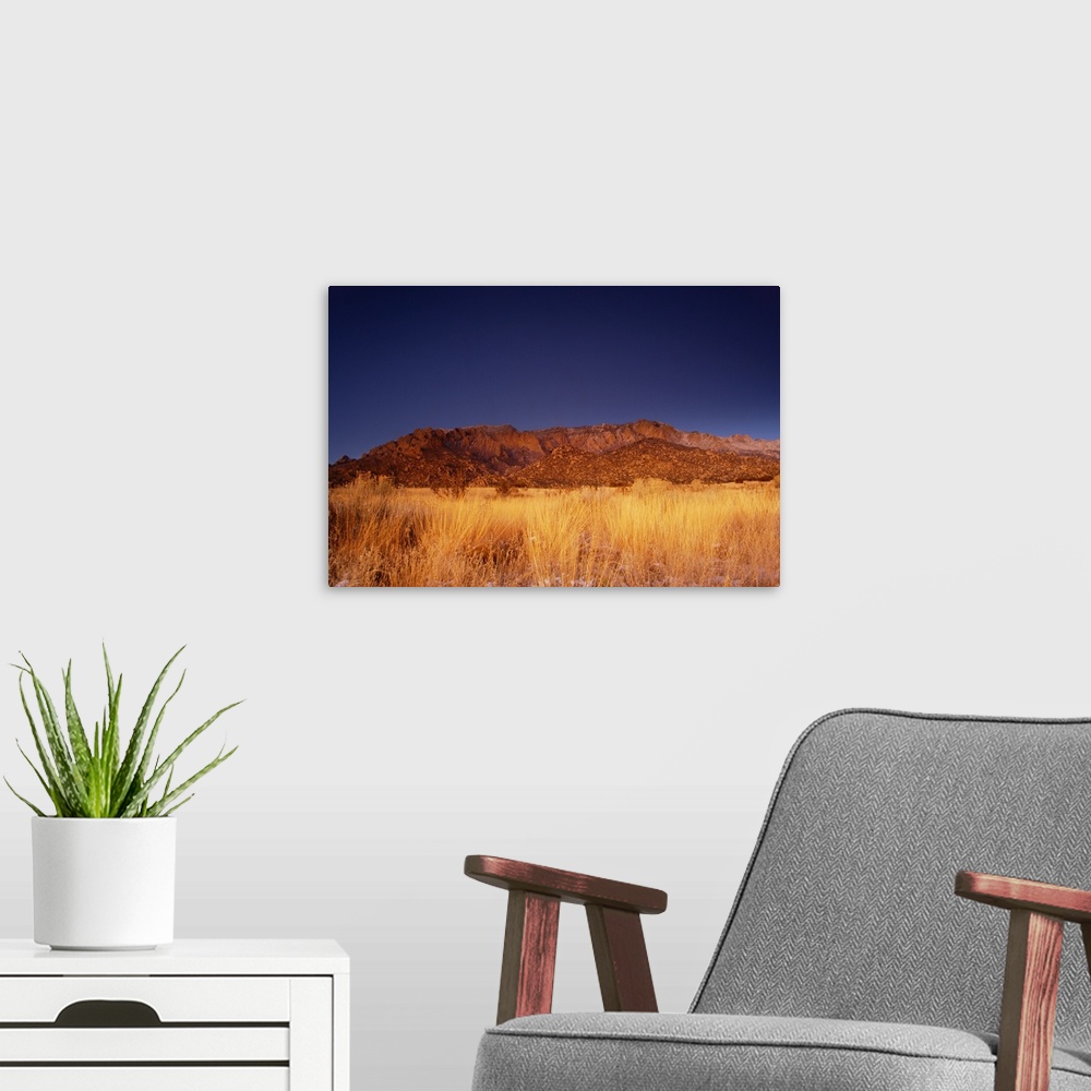 The Sandia mountains desert twilight landscape glows, New Mexico Wall ...