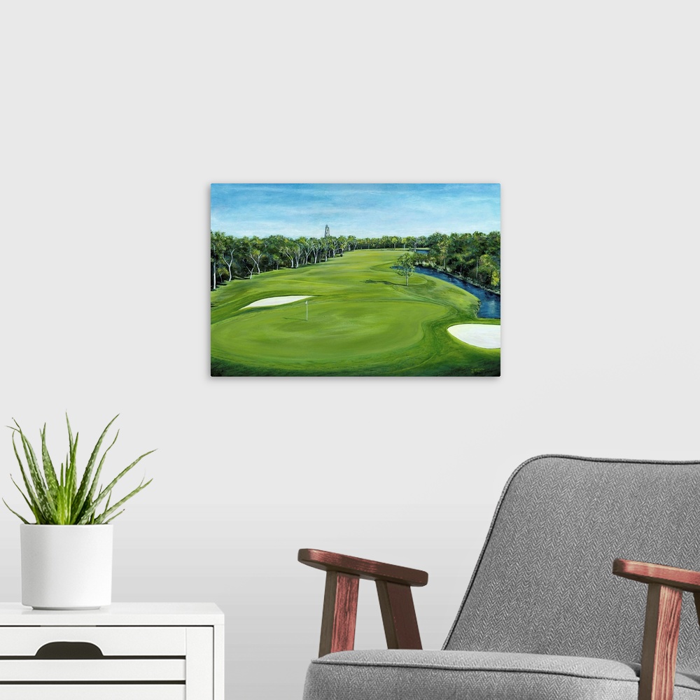 A modern room featuring Island Golf