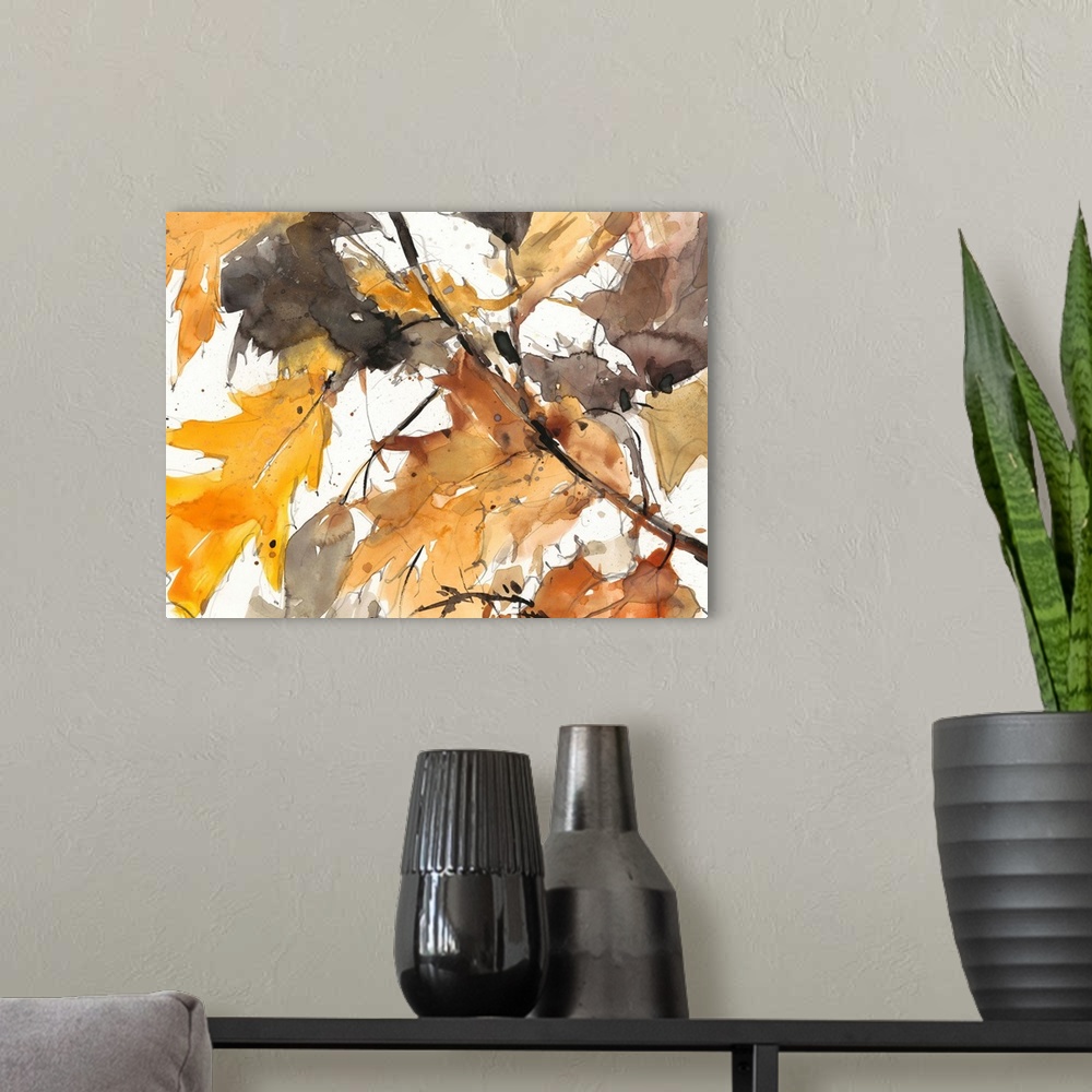 A modern room featuring Watercolor Autumn Leaves I