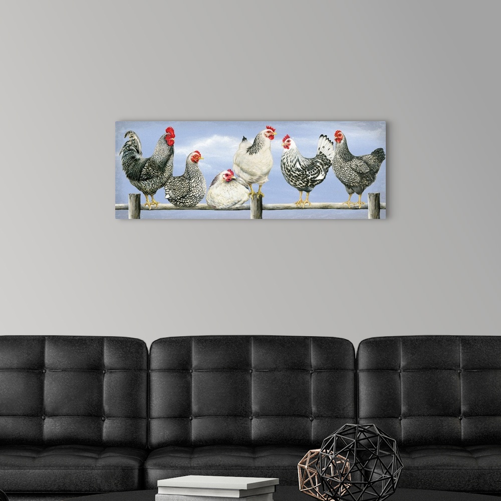 A modern room featuring Black and White Hens 2