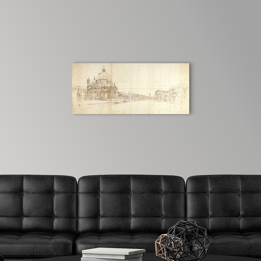 A modern room featuring Italy, Lazio, Rome, Central National Library. Whole artwork view. View of Venice.