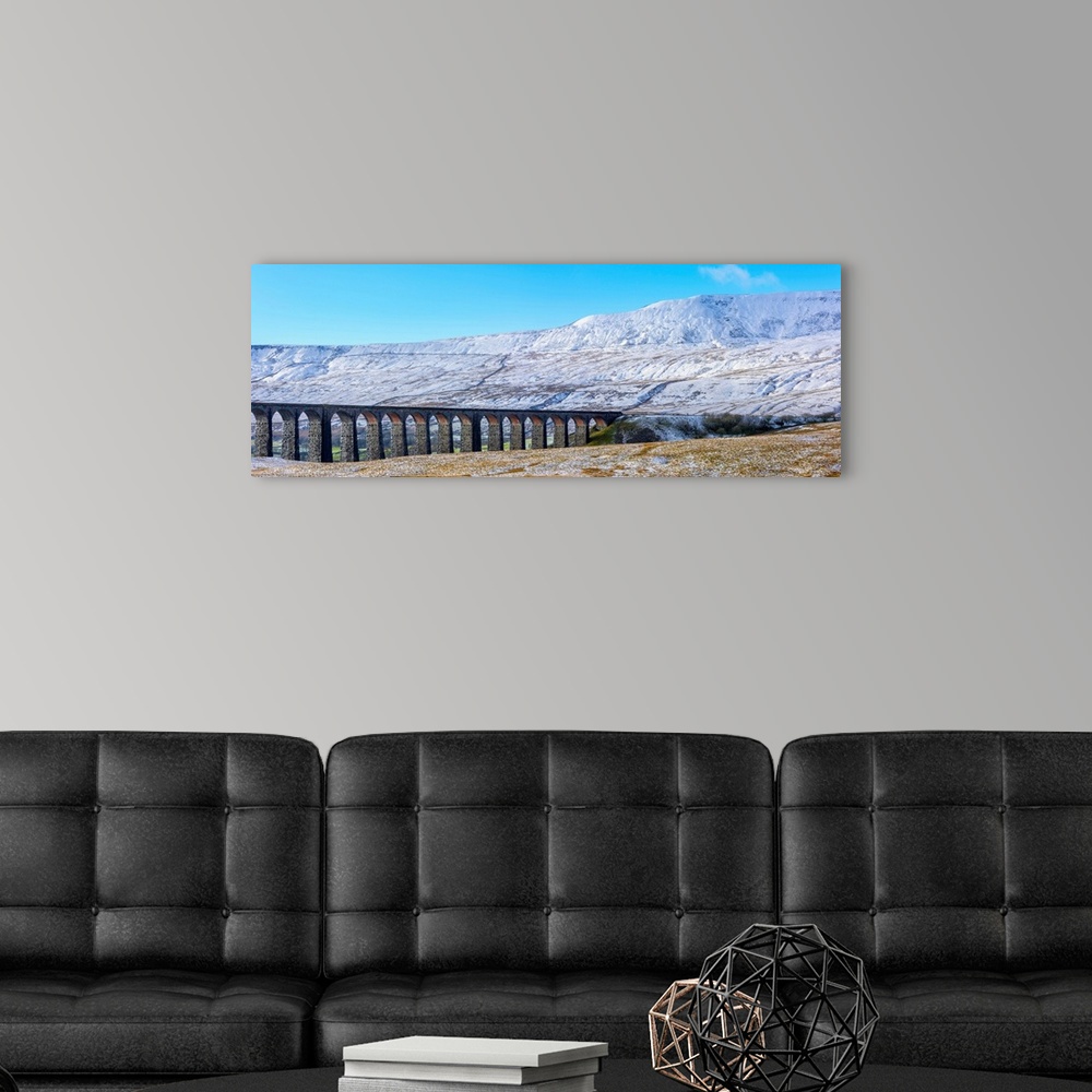 A modern room featuring UK, England, North Yorkshire, Ribblehead Viaduct And Whernside Mountain, One Of The Yorkshire Thr...