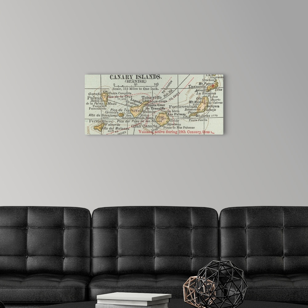 A modern room featuring Canary Islands - Vintage Map