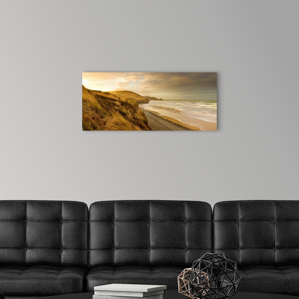 A modern room featuring Cliff at seaside, Newgale Beach, St. Brides Bay, Pembrokeshire, Wales