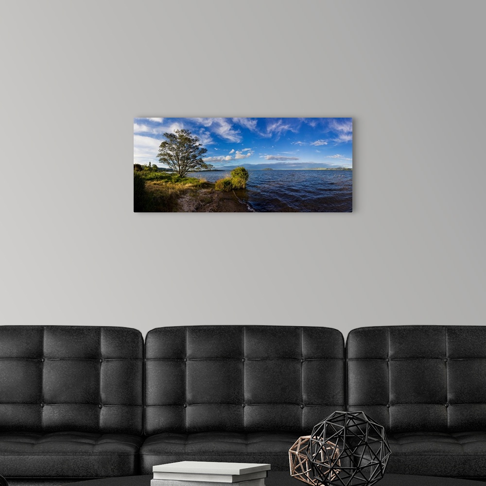 A modern room featuring Clouds over the Pacific Ocean, Rotorua, New Zealand