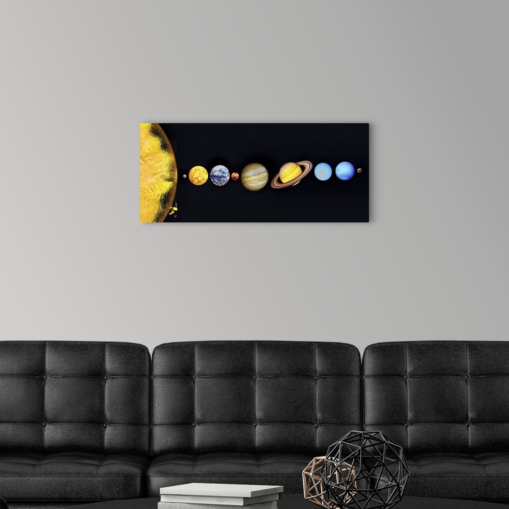 A modern room featuring The Sun and planets of our solar system.