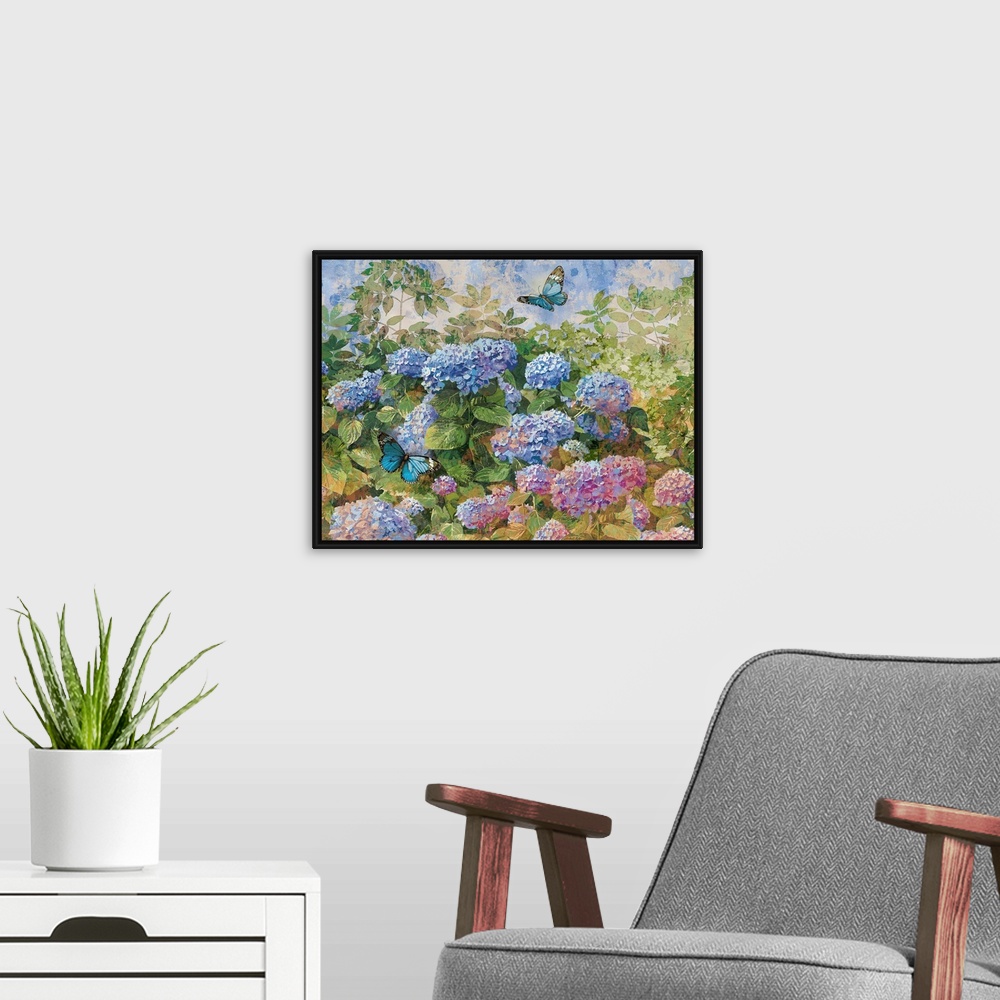 A modern room featuring Bring the garden indoors with this stunning scenic image