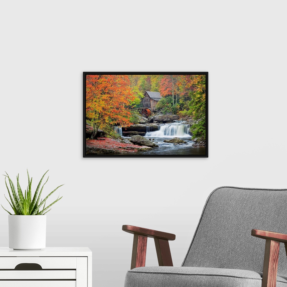 A modern room featuring Rushing Creek And Old Gristmill