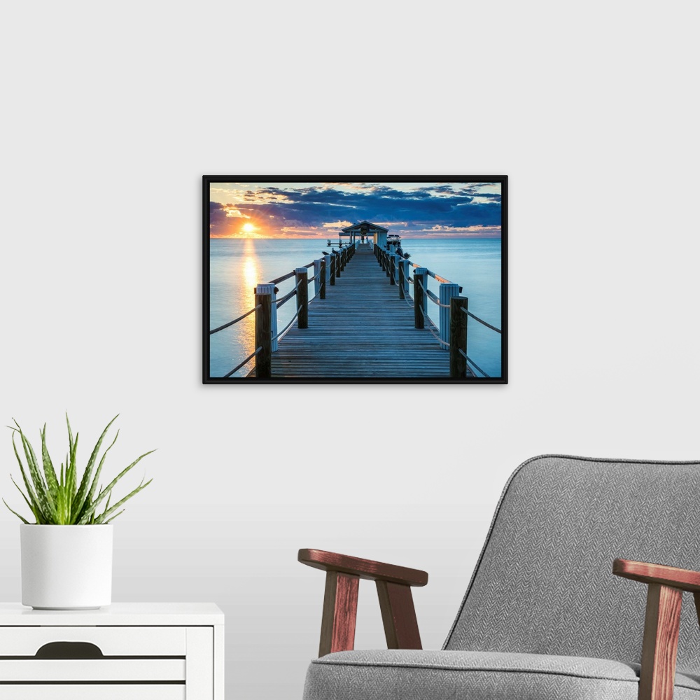 A modern room featuring Pier At Sunrise, Islamorada, Florida Keys, USA