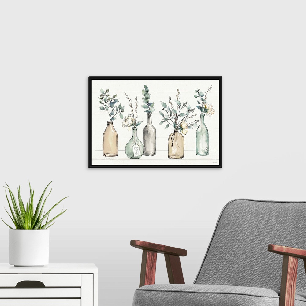 A modern room featuring A perfect accent piece to a shabby chic or farmhouse docor scheme, this lovely illustration of co...
