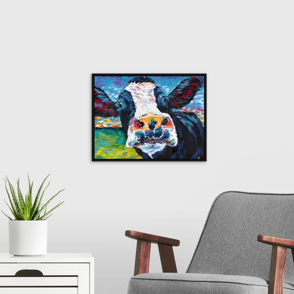 A modern room featuring Curious Cow II