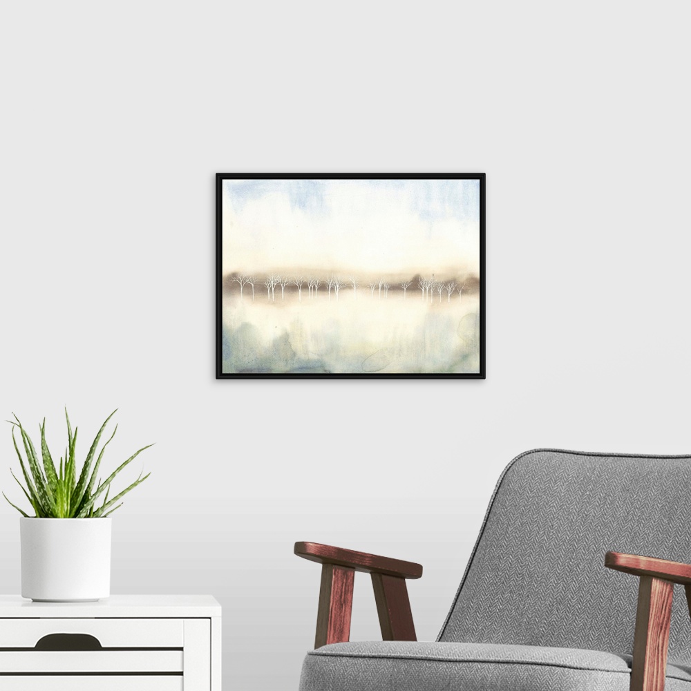 A modern room featuring Mid Morning Mist II