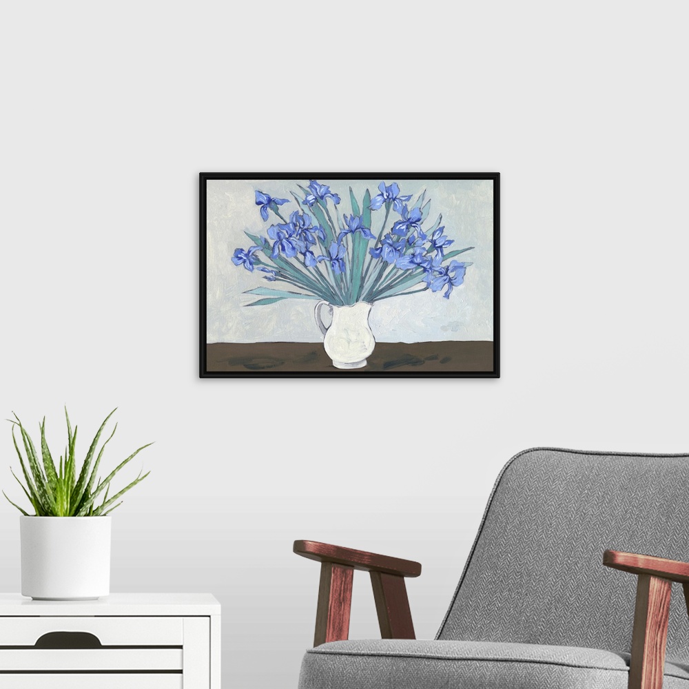 A modern room featuring Van Gogh Irises II