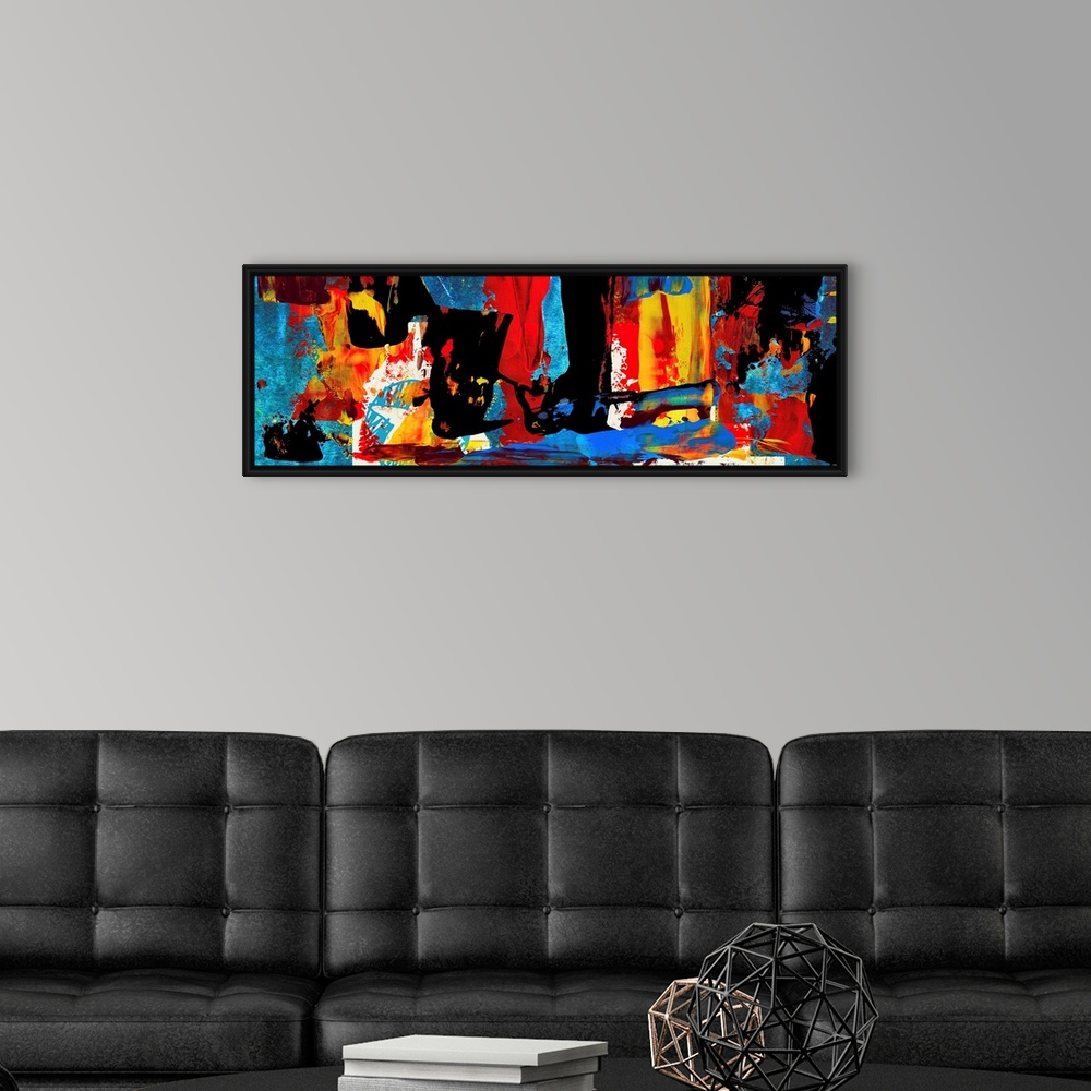A modern room featuring abstract painting
