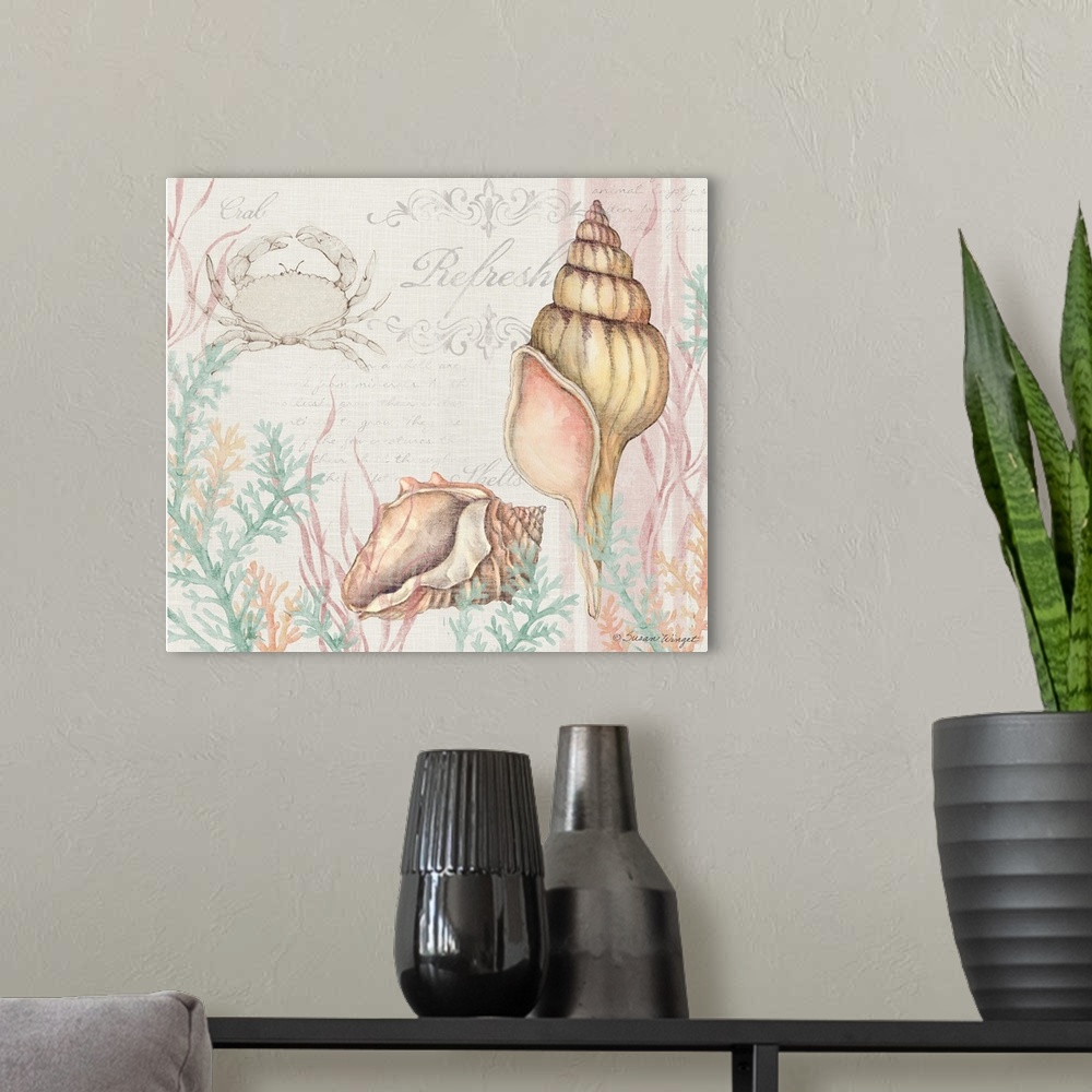 A modern room featuring This shell scene brings the coast into your home.