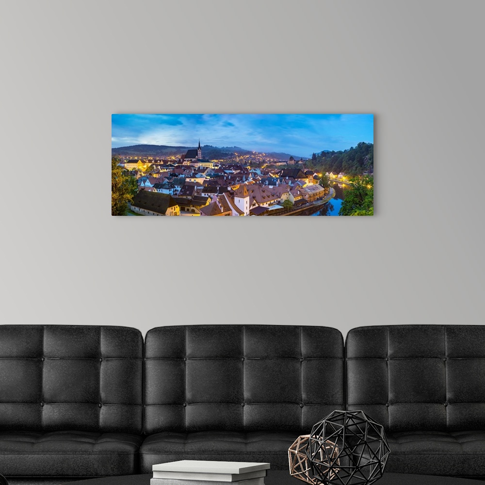 A modern room featuring Czech Republic, South Bohemian Region, Cesky Krumlov. Old town on a bend in the Vlatava River at ...