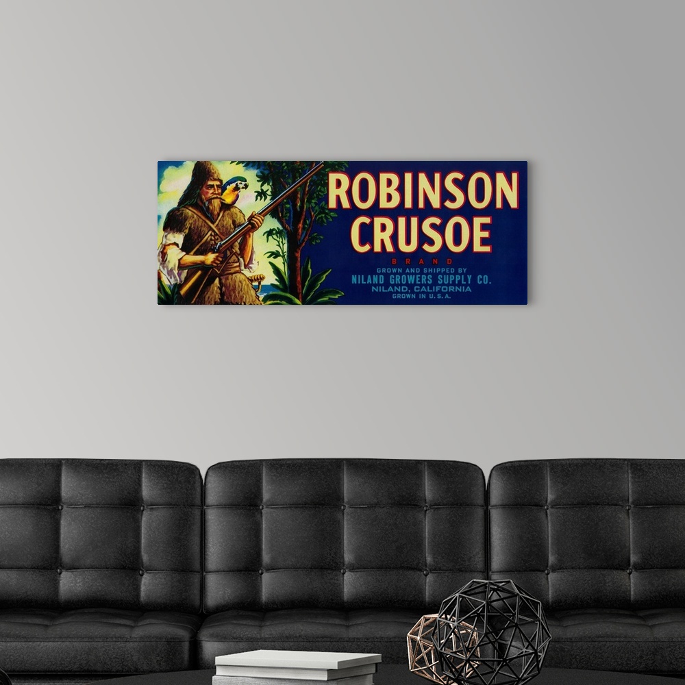 A modern room featuring Robinson Crusoe Melon Label, Niland, CA