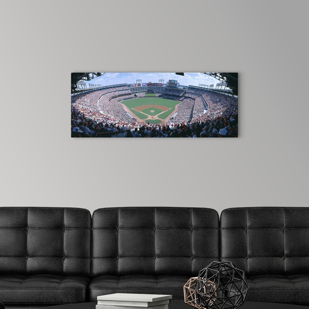 A modern room featuring Baseball stadium, Texas Rangers v. Baltimore Orioles, Dallas, Texas