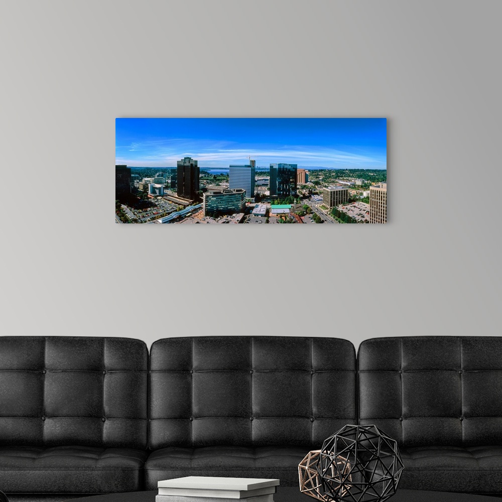A modern room featuring Elevated view of the cityscape, Bellevue, King County, Washington State, USA