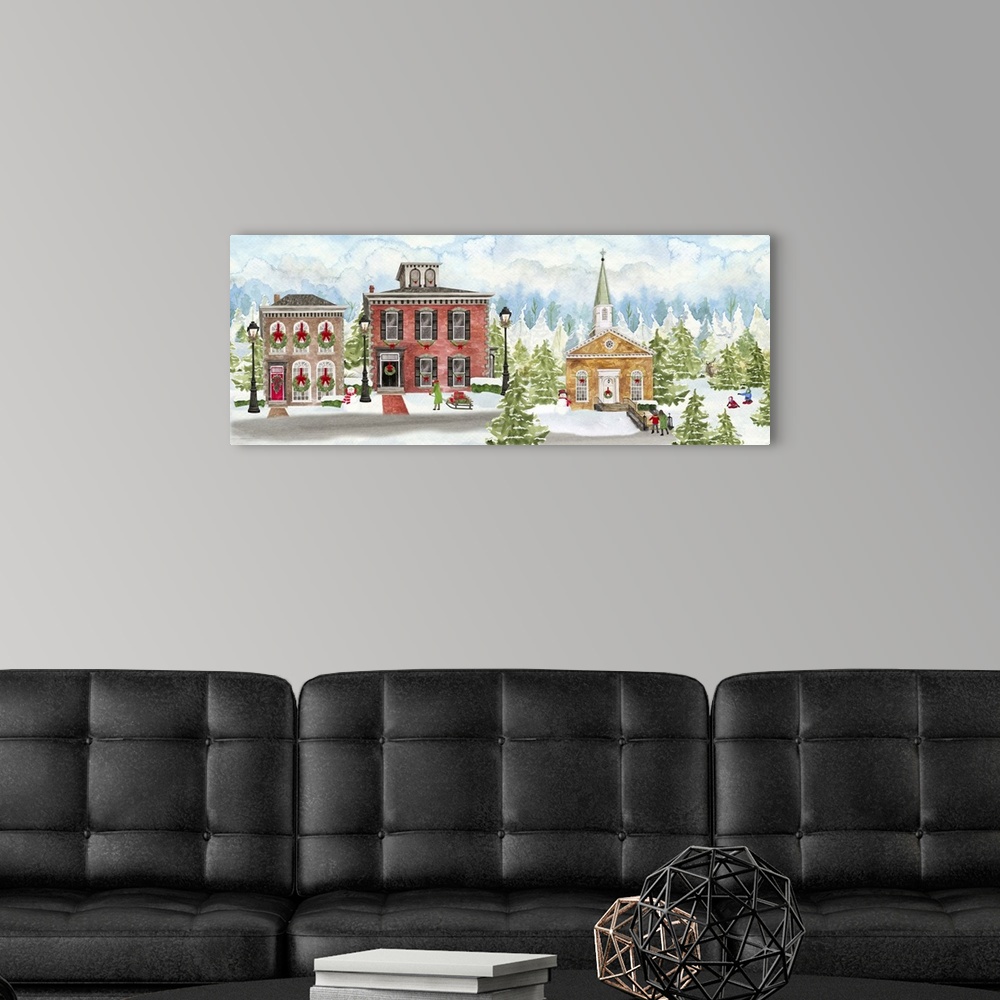 A modern room featuring Christmas Village panel I