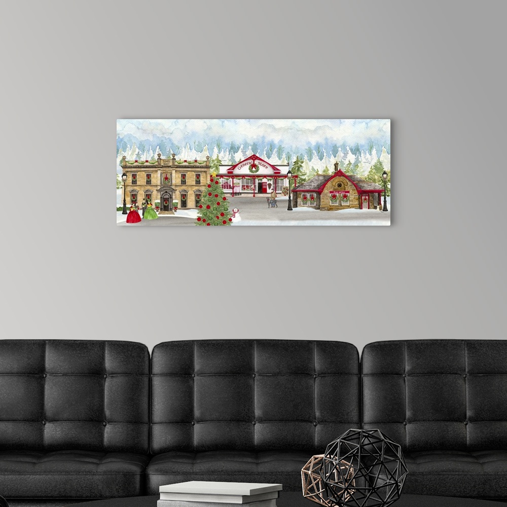 A modern room featuring Christmas Village panel II