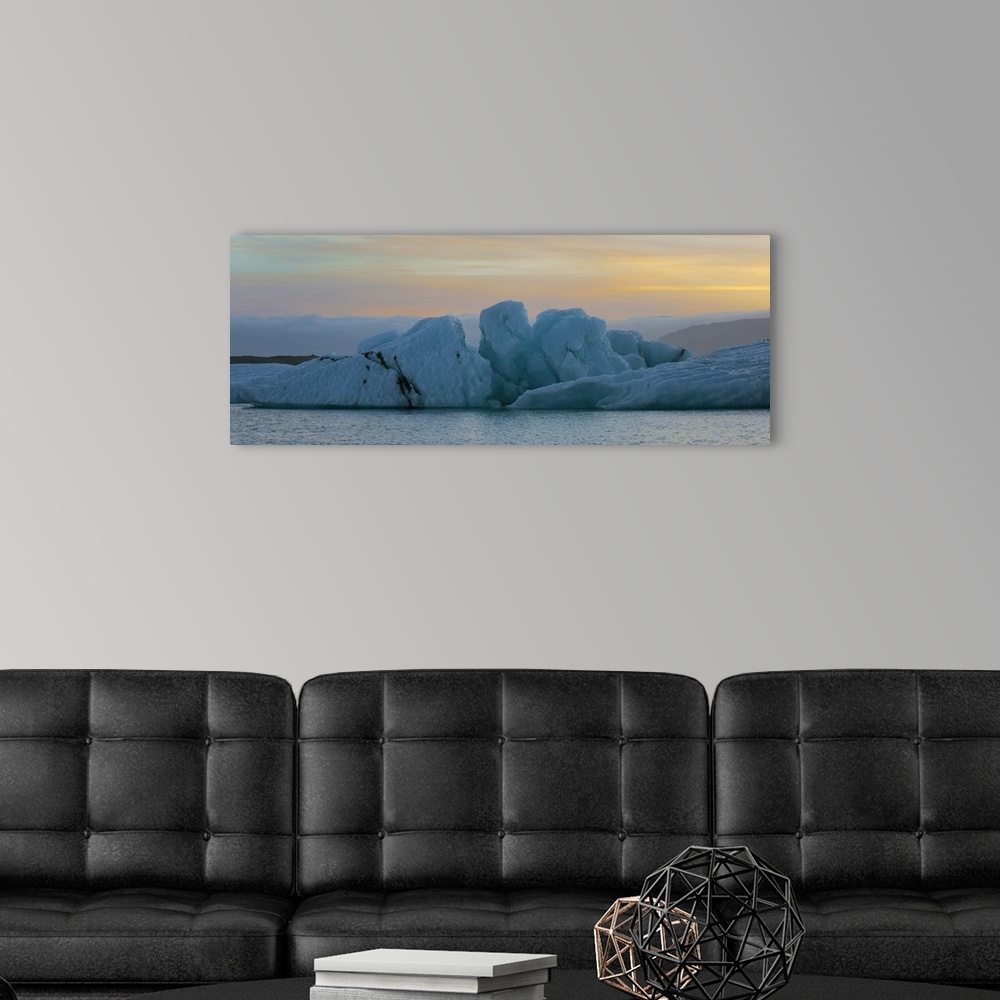 A modern room featuring Sunset over Jokulsarlon Glacier Lagoon, Iceland, Polar Regions