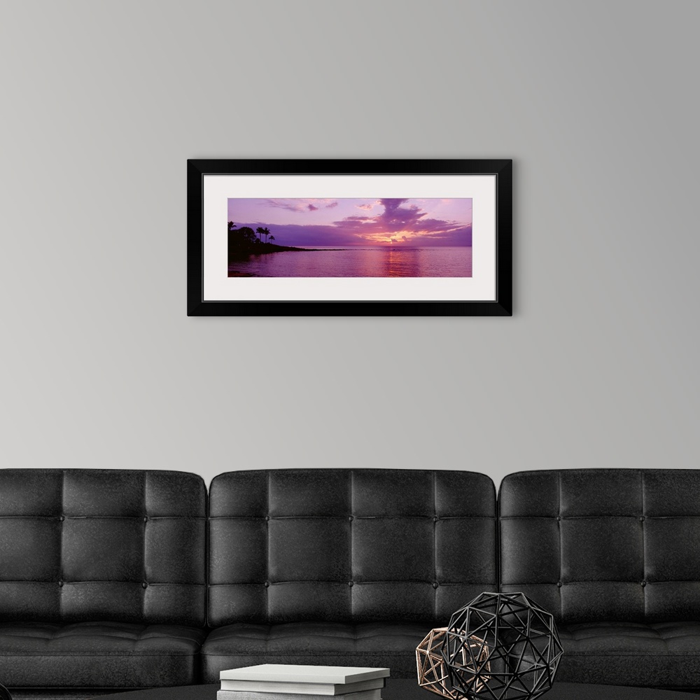 A modern room featuring Hawaii, Maui, Kapalua Beach, Purple Sunset Over Ocean