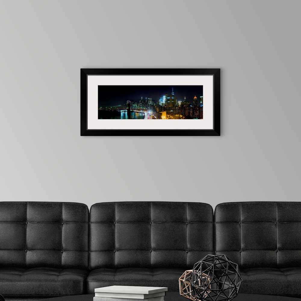 A modern room featuring Lower Manhattan And Brooklyn Bridge Panoramic View