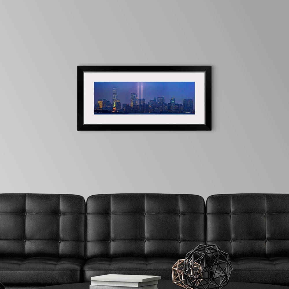 A modern room featuring Tribute In Light Panoramic View With Lower Manhattan From New Jersey