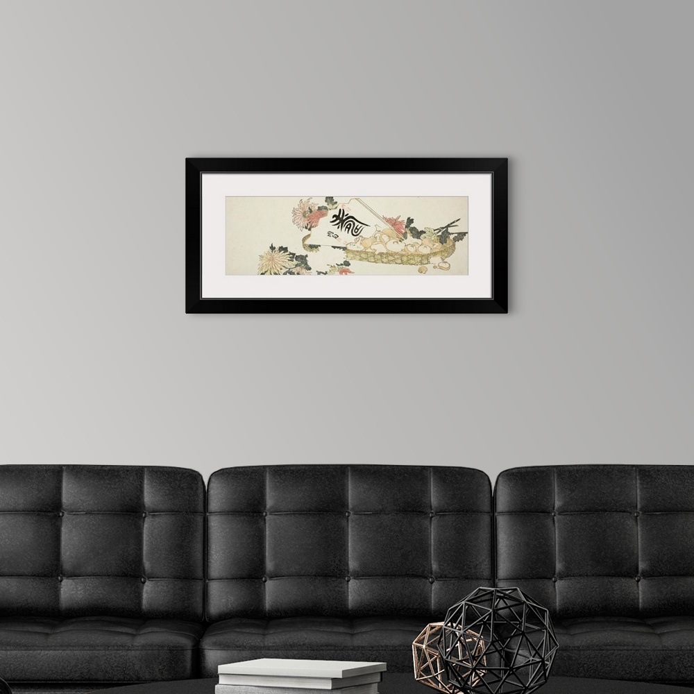 A modern room featuring An Autumn Gift, colour woodblock print; surimono.