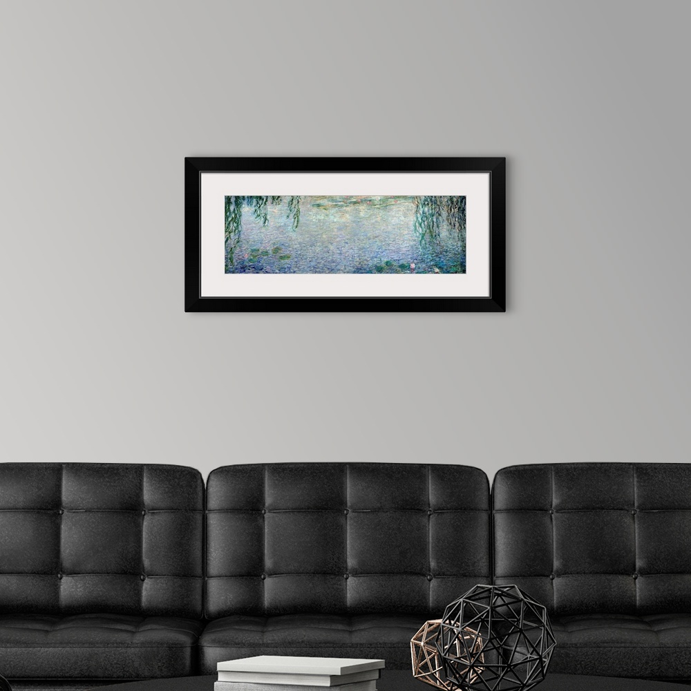A modern room featuring Wide panoramic canvas from the Impressionist masteros series of paintings from Giverny.
