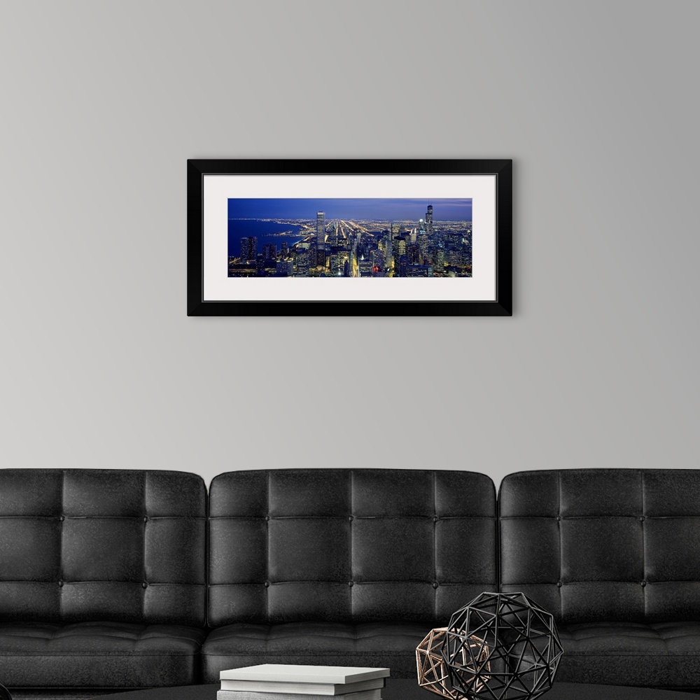 A modern room featuring Cityscape at night, Chicago, Illinois
