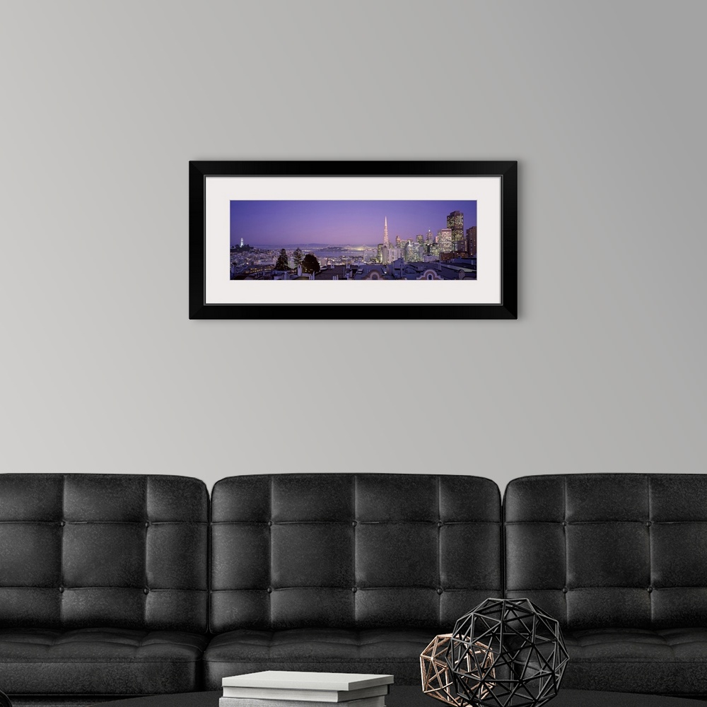 A modern room featuring High angle view of a cityscape from Nob Hill, San Francisco, California,