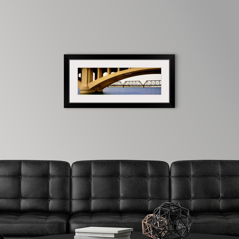 A modern room featuring Low section view of an arch bridge, Mill Avenue Bridge, Tempe Town Lake, Arizona