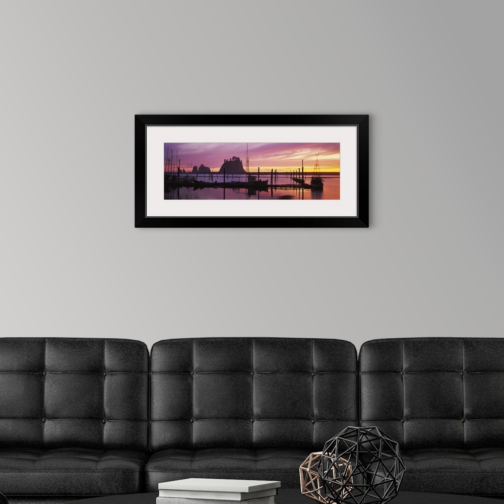 A modern room featuring Silhouette of boats at the dock, Olympic Peninsula, northwest Washington State