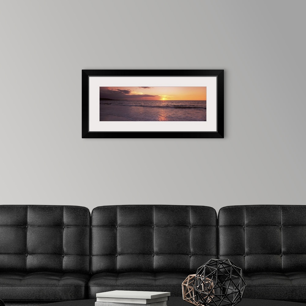 A modern room featuring Sunset over the Pacific ocean, Hapuna Beach, Waimea, Hawaii County, Hawaii, USA