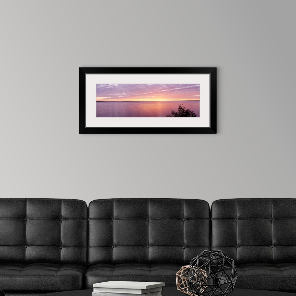 A modern room featuring Wisconsin, Castle Rock Lake, sunset