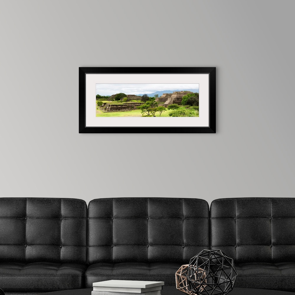 A modern room featuring Panoramic photograph of the pyramid of Monte Alban in Oaxaca, Mexico. From the Viva Mexico Panora...
