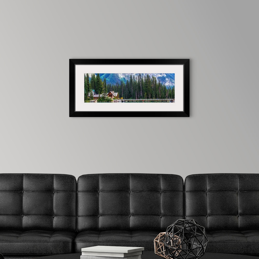 A modern room featuring Panoramic view of Emerald Lake in Yoho National Park, British Columbia, Canada.