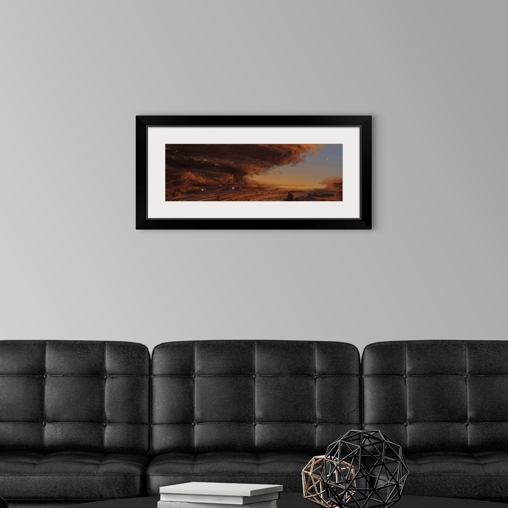 A modern room featuring Deep within the raging storm that is the Great Red Spot of Jupiter.