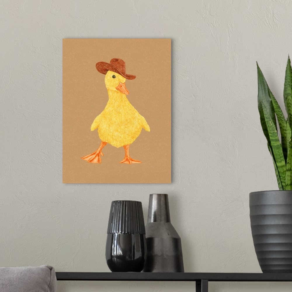 A modern room featuring Daphne The Cowgirl Duckling