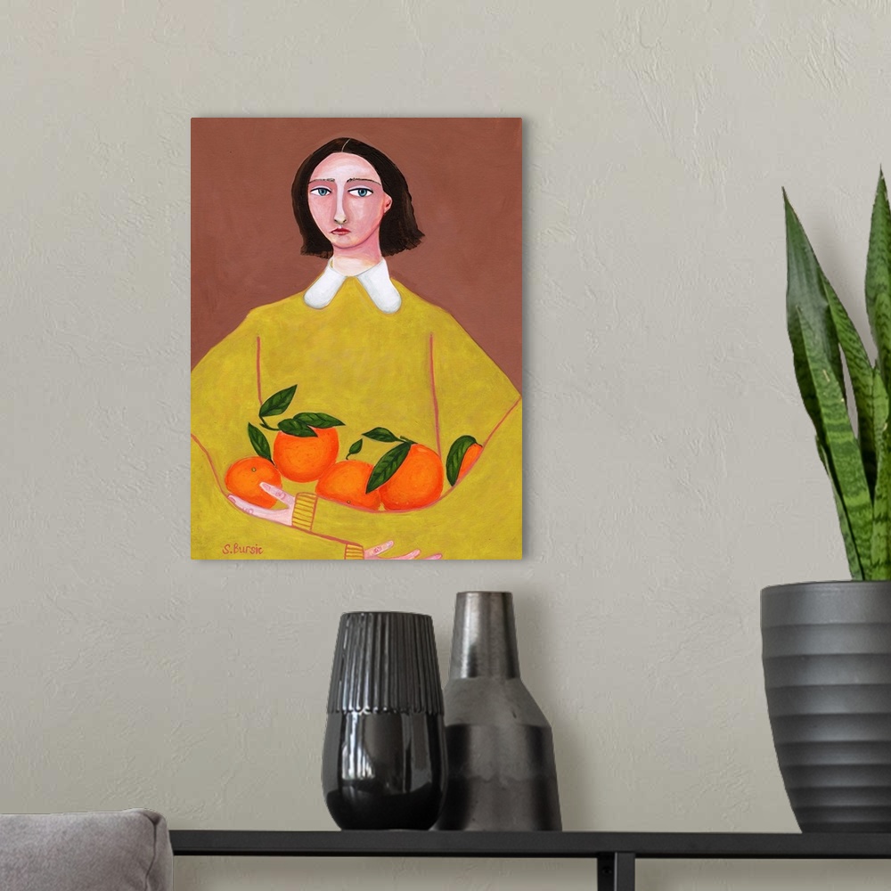 A modern room featuring Lady With Oranges