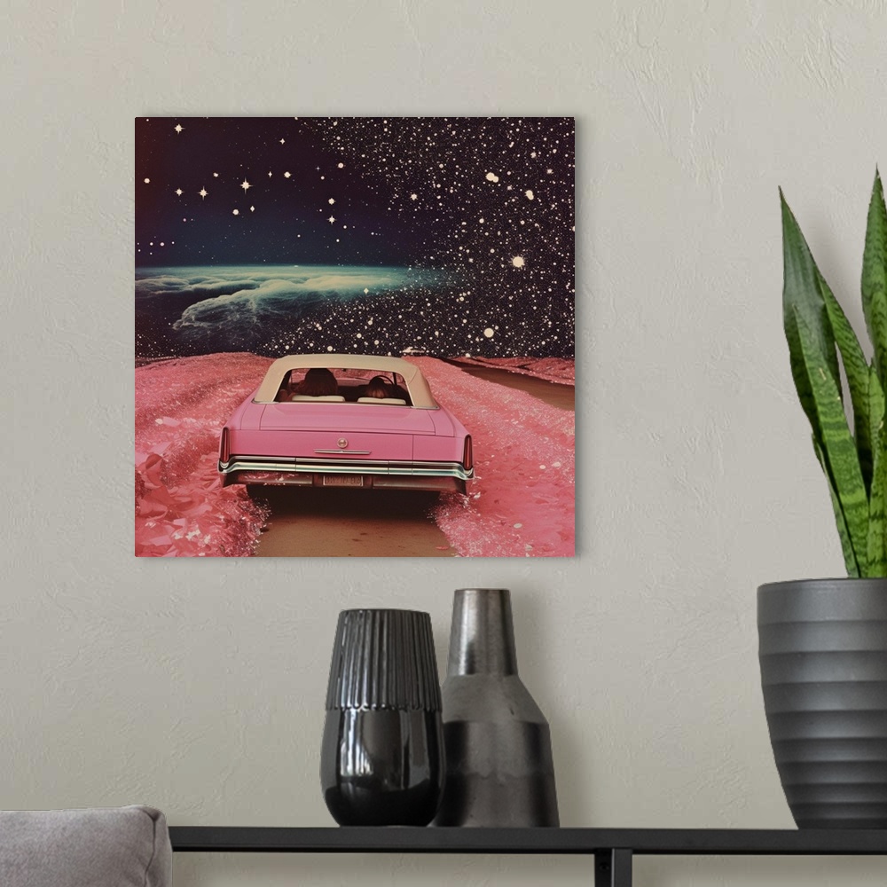A modern room featuring Pink Cruise In Space