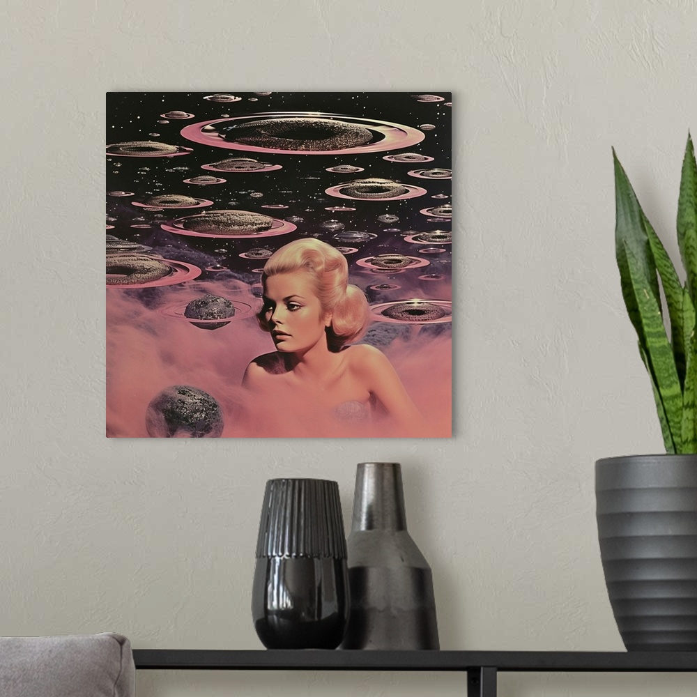 A modern room featuring Pink Space Babe