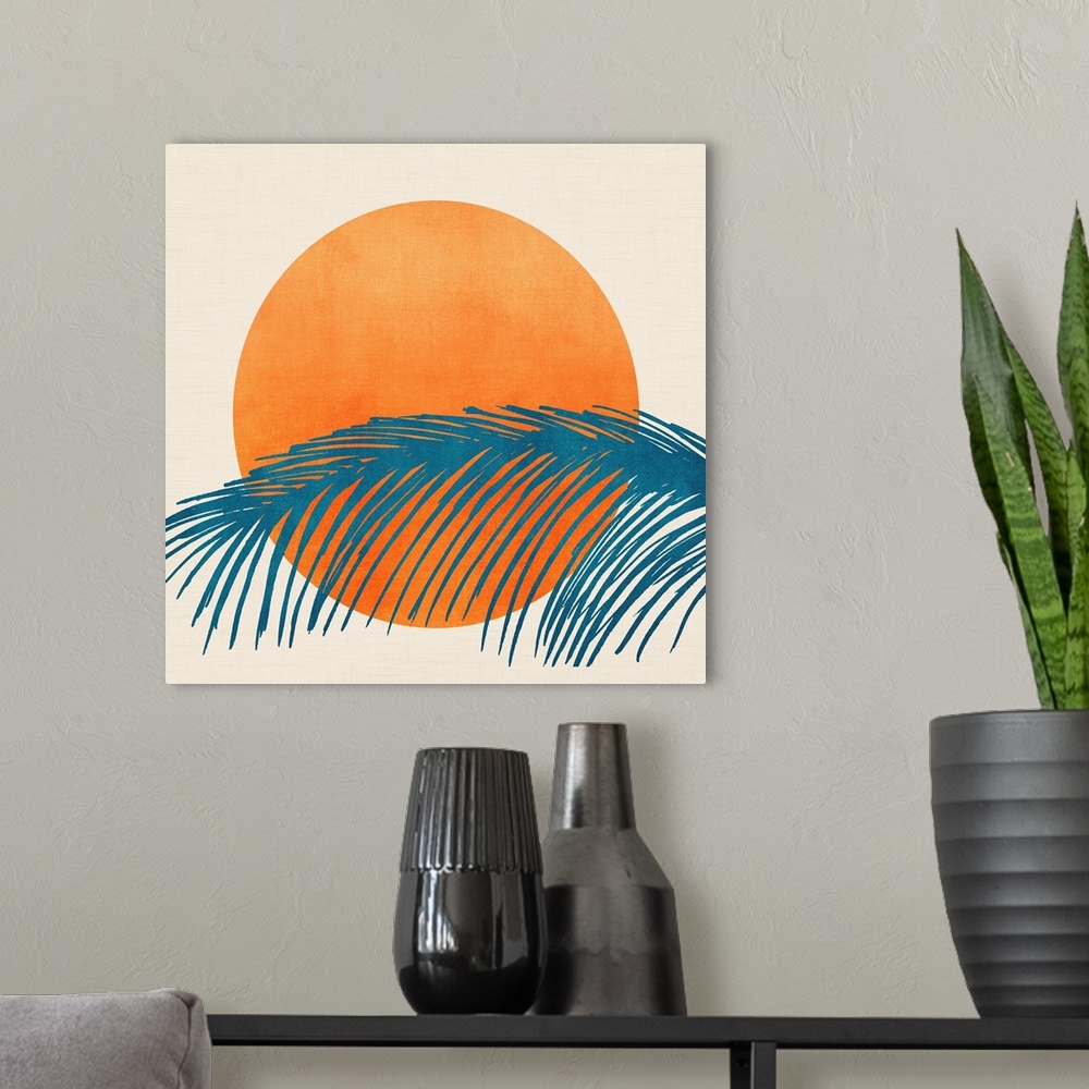 A modern room featuring Retro Tropical Sunset