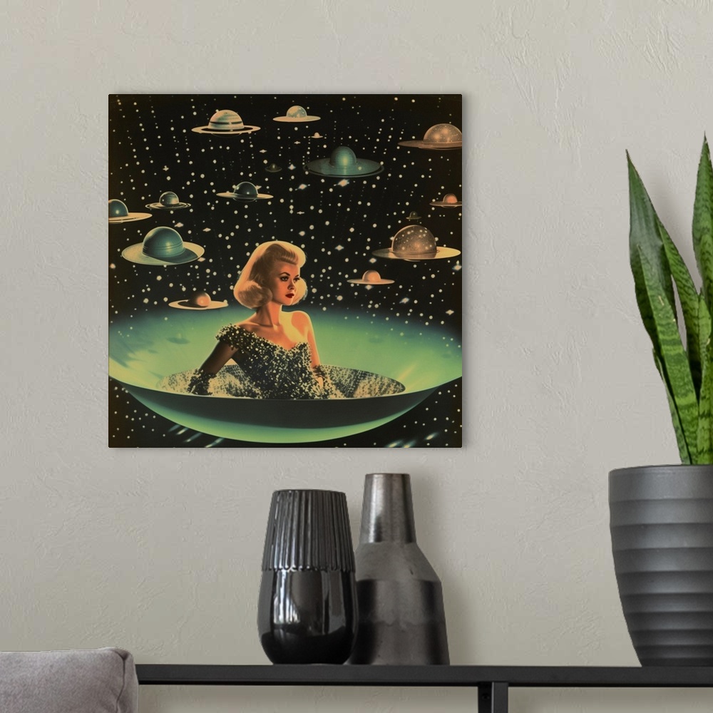 A modern room featuring She Came From Space Collage