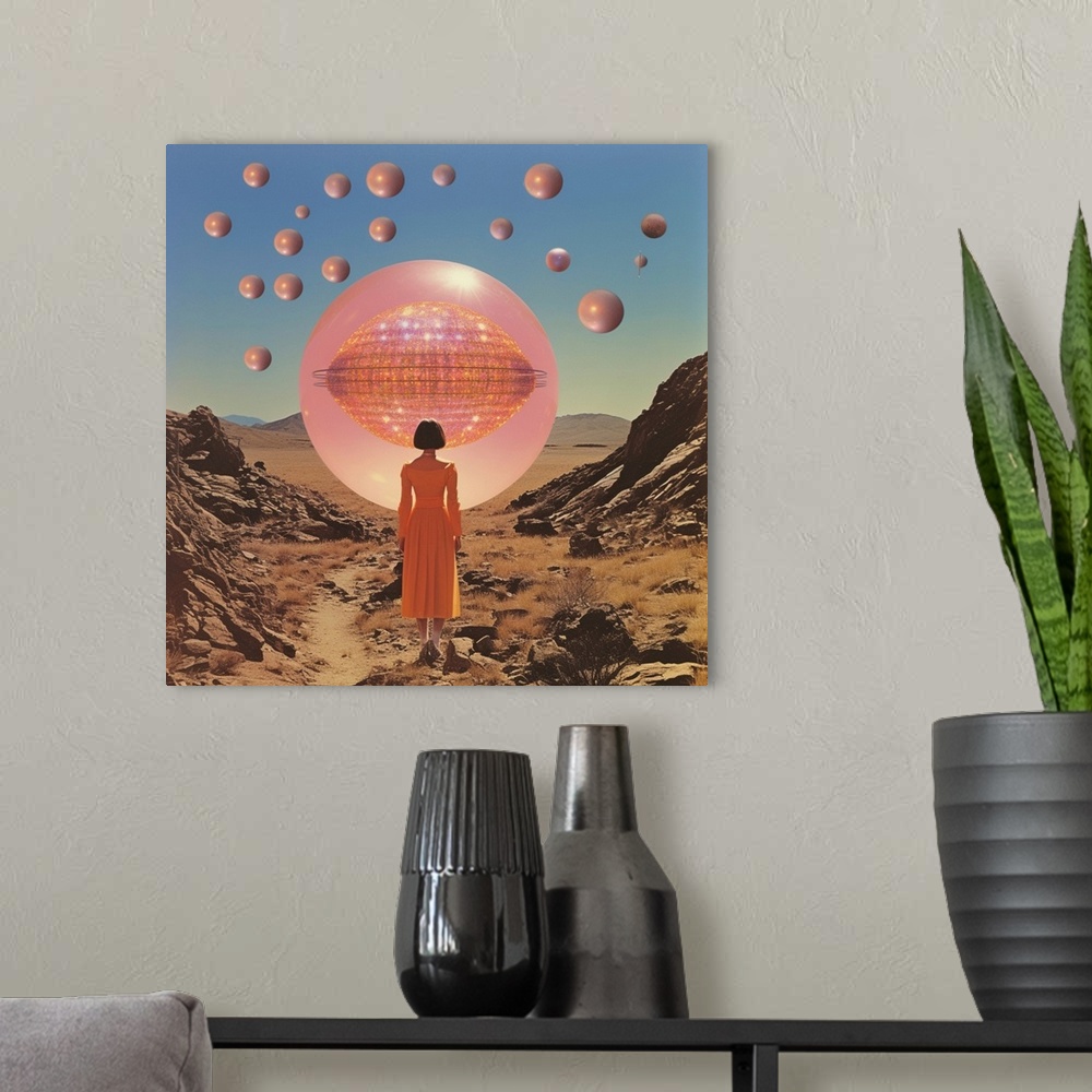 A modern room featuring Surreal Space Collage