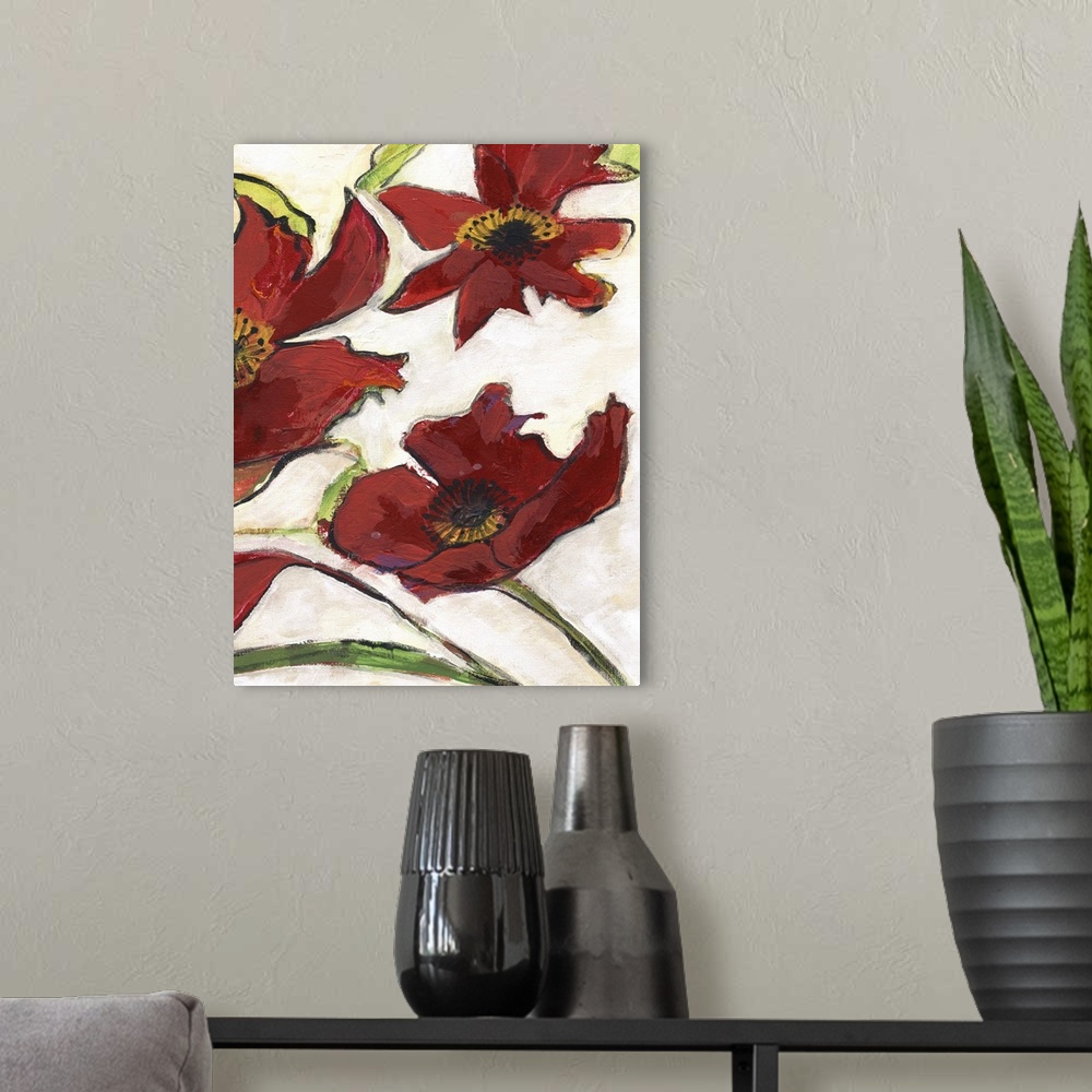 A modern room featuring Red Floral II