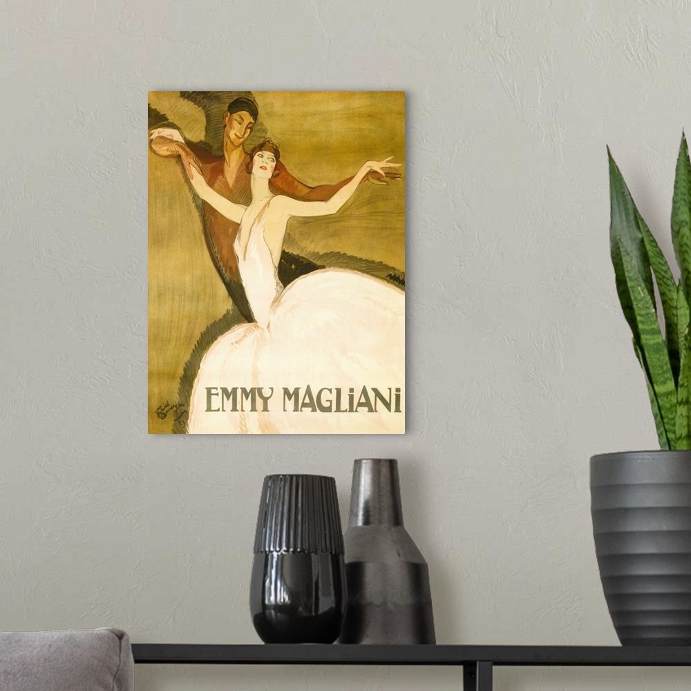A modern room featuring 1920's USA Emmy Maglianii Poster